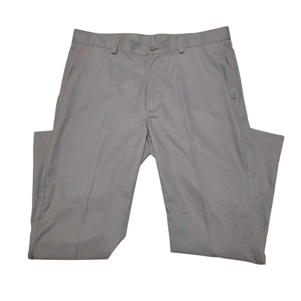 Roundtree & Yorke 38x29 Performance Pants Dark Gray Flat Front‎ Straight Leg